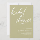 Sage Green Minimalist Bridal Shower Invitation Kaart (Voorkant)