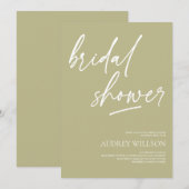 Sage Green Minimalist Bridal Shower Invitation Kaart (Voorkant / Achterkant)