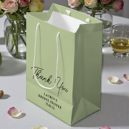 Sage Green Minimalist Bridal Shower Thank You Medium Cadeauzakje