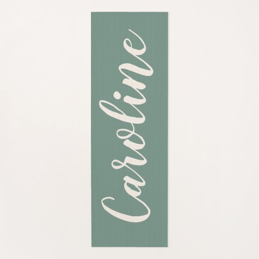Sage Green Minimalist Calligraphy Personalized Yogamat (Voorkant)