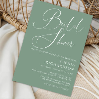 Sage Green Minimalist Calligraphy Vrijgezellenfees Kaart