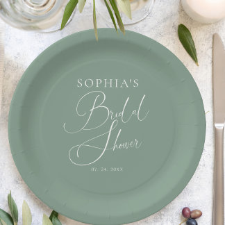 Sage Green Minimalist Calligraphy Vrijgezellenfees Papieren Bordje