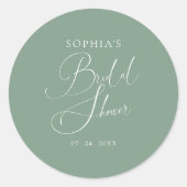 Sage Green Minimalist Calligraphy Vrijgezellenfees Ronde Sticker (Voorkant)