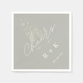 Sage Green Minimalist Cheers Simple Monogramed Servet (Voorkant)