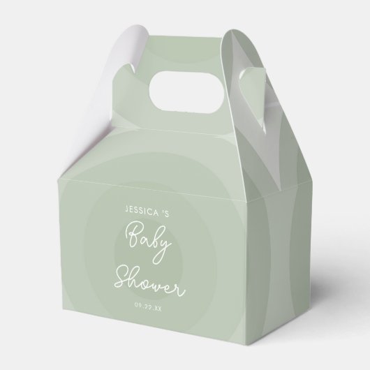 Sage Green Minimalist Circle Gradiënt Baby shower Bedankdoosjes (Voorkant Zijde)