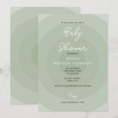 Sage Green Minimalist Circle Gradiënt Baby shower Kaart (Voorkant / Achterkant)