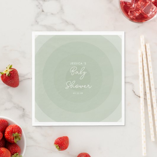 Sage Green Minimalist Circle Gradiënt Baby shower Servet (Insitu)