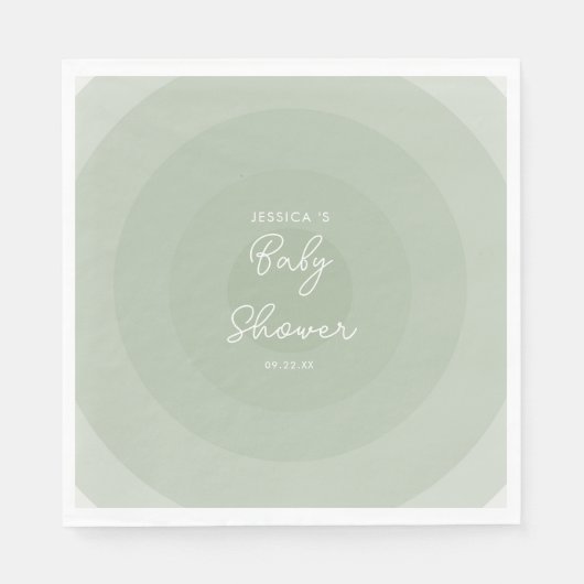 Sage Green Minimalist Circle Gradiënt Baby shower Servet (Voorkant)