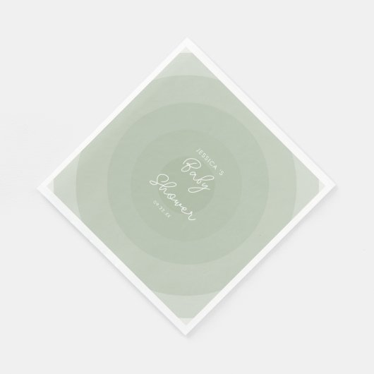 Sage Green Minimalist Circle Gradiënt Baby shower Servet (Hoek)
