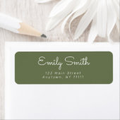 Sage Green Minimalist Cursive Retour-adreslabel Etiket (Insitu)