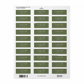 Sage Green Minimalist Cursive Retour-adreslabel Etiket (Full Sheet)