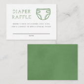 Sage Green Minimalist Diaper Raffle Enclosure Kaar Informatiekaartje (Voorkant / Achterkant)