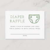 Sage Green Minimalist Diaper Raffle Enclosure Kaar Informatiekaartje (Voorkant)