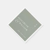 Sage Green Minimalist Elegant Monogram Huwelijk Servet (Hoek)