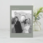 Sage Green Minimalist Elegant Photo Save the date Kaart (Staand voorkant)