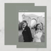 Sage Green Minimalist Elegant Photo Save the date Kaart (Voorkant / Achterkant)