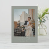 Sage Green Minimalist Elegant Photo Save the date Kaart (Staand voorkant)