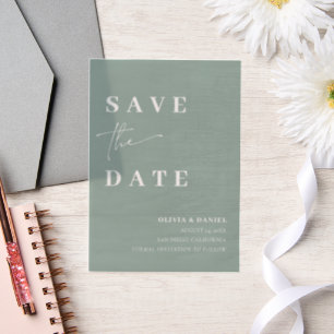 Sage Green Minimalist Elegant Save the Date Vellum Uitnodigingen