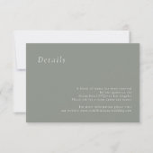 Sage Green Minimalist Elegant Wedding Details kaar RSVP Kaartje (Voorkant)