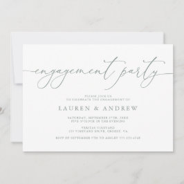 Sage Green Minimalist Engagement Party Kaart