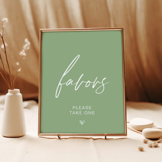 Sage Green Minimalist Favor Sign Poster