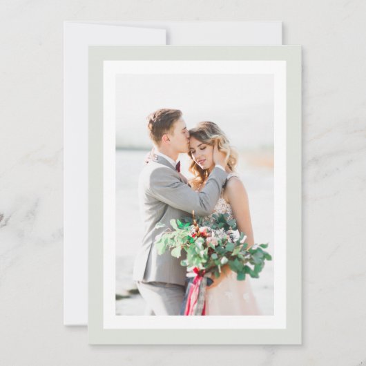 Sage Green Minimalist Fotobruiloft Bedankt Card (Voorkant)