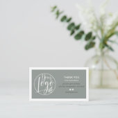 Sage green minimalist logo Qr order bedankt Visitekaartje (Staand voorkant)