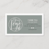 Sage green minimalist logo Qr order bedankt Visitekaartje (Voorkant)