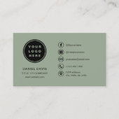 Sage Green Minimalist Logo Social Media Icons Visitekaartje (Voorkant)