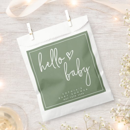 Sage Green Minimalist Modern Boho Baby shower Bedankzakje (Geknipt)