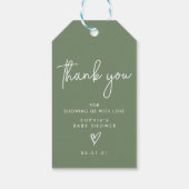 Sage Green Minimalist Modern Boho Baby shower Cadeaulabel (Achterkant)