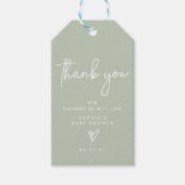 Sage Green Minimalist Modern Boho Baby shower Cadeaulabel (Voorkant)