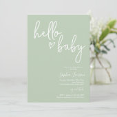 Sage Green Minimalist Modern Boho Baby shower Kaart (Staand voorkant)