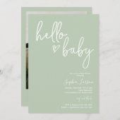 Sage Green Minimalist Modern Boho Baby shower Kaart (Voorkant / Achterkant)