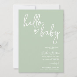 Sage Green Minimalist Modern Boho Baby shower Kaart