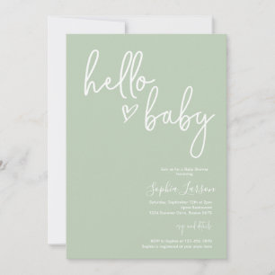 Sage Green Minimalist Modern Boho Baby shower Kaart