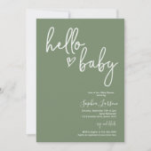 Sage Green Minimalist Modern Boho Baby shower Kaart