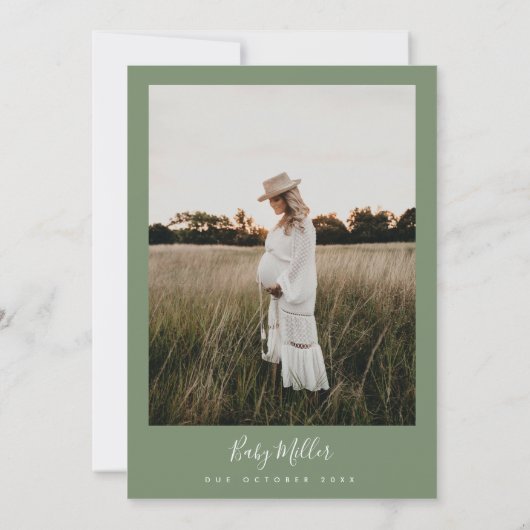 Sage Green Minimalist Modern Boho Baby shower Kaart (Achterkant)