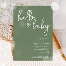 Sage Green Minimalist Modern Boho Baby shower