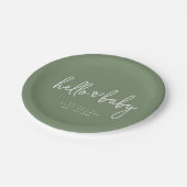 Sage Green Minimalist Modern Boho Baby shower Papieren Bordje (Gekanteld)