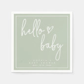 Sage Green Minimalist Modern Boho Baby shower Servet (Voorkant)