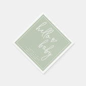 Sage Green Minimalist Modern Boho Baby shower Servet (Hoek)