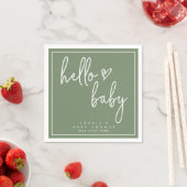 Sage Green Minimalist Modern Boho Baby shower Servet (Insitu)