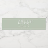 Sage Green Minimalist Modern Boho Baby shower Waterfles Etiket (Enkel label)