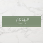 Sage Green Minimalist Modern Boho Baby shower Waterfles Etiket (Enkel label)