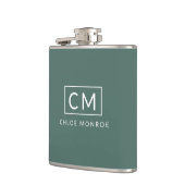 Sage Green Minimalist Modern Monogram Naam Heupfles (Links)