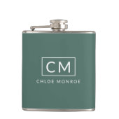 Sage Green Minimalist Modern Monogram Naam Heupfles (Voorkant)