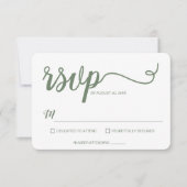 Sage Green Minimalist Modern Script Wedding RSVP Kaartje (Voorkant)