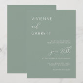 Sage Green Minimalist Modern Simple Wedding Kaart (Voorkant / Achterkant)