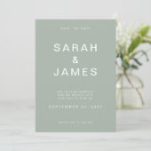 Sage Green Minimalist Modern Wedding Save the Date (Staand voorkant)